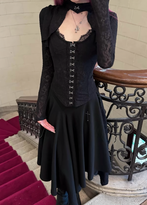 HOOK-EYE JACQUARD LACE TOP / LG1742