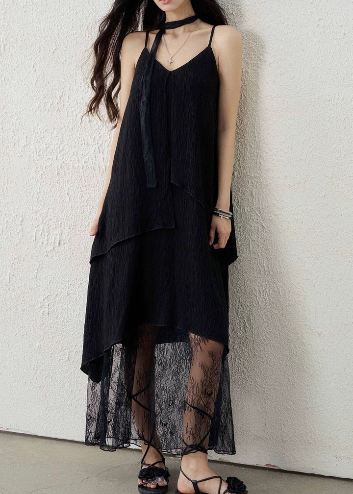 LACE LAYERED DRAPE CAMI DRESS / LG1595