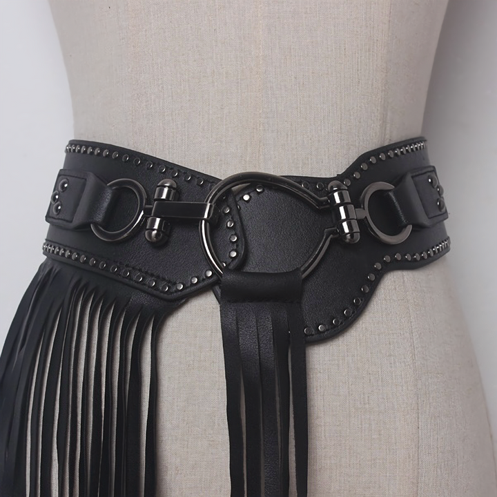 fringe waist wide belt / a1111