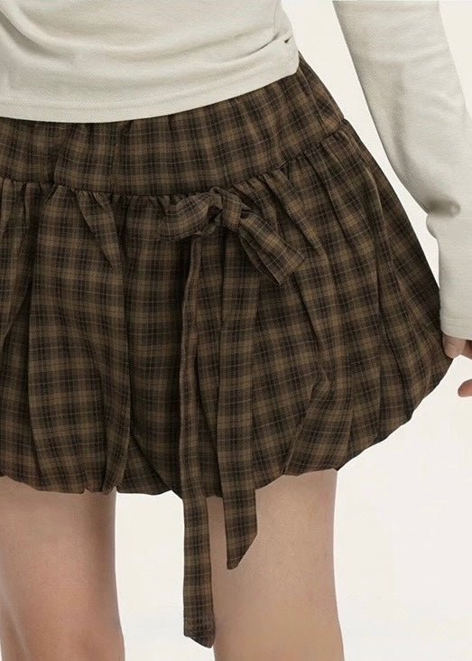 Check Ribbon Balloon Skirt / LG1386