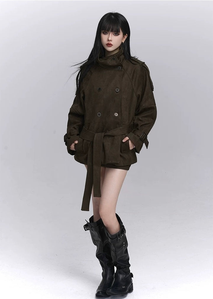 VELVET MILITARY SHORT TRENCH JACKET / LG1432