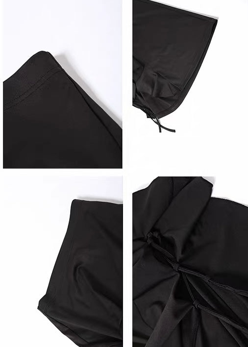 DARK LACE-UP RUFFLE SKIRT / LG1657