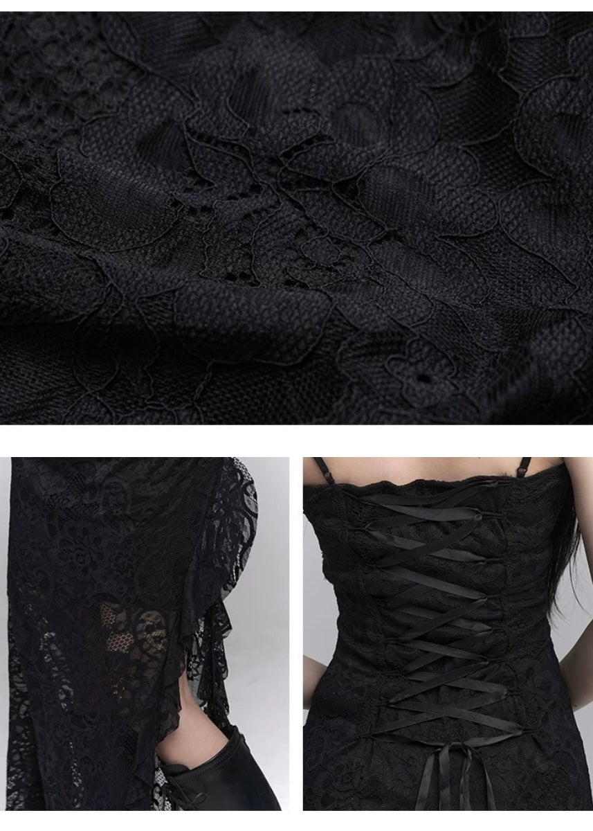 black lace suspender dress / LG1241