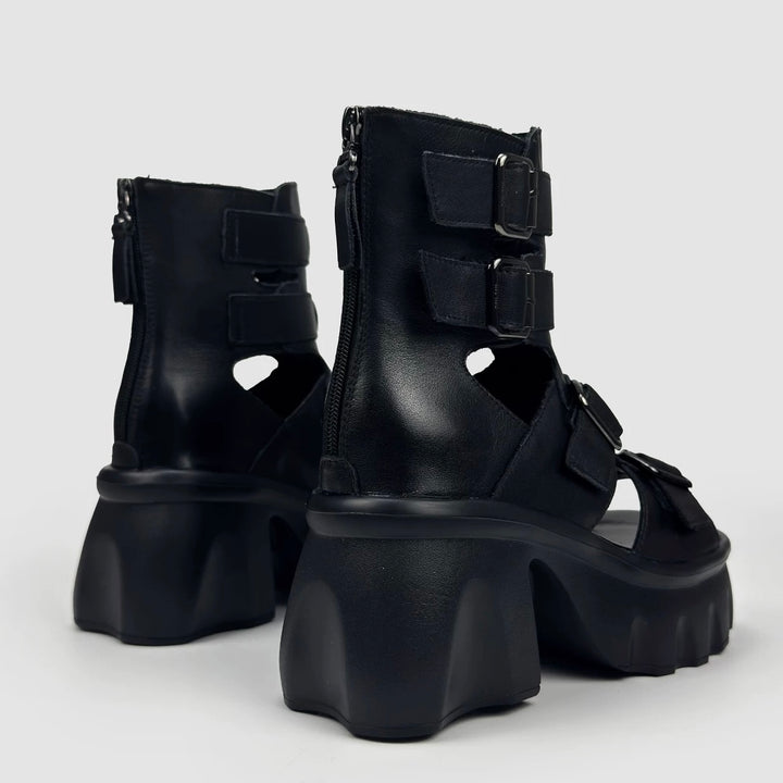 DOUBLE BELT PLATFORM SANDALS / V1169