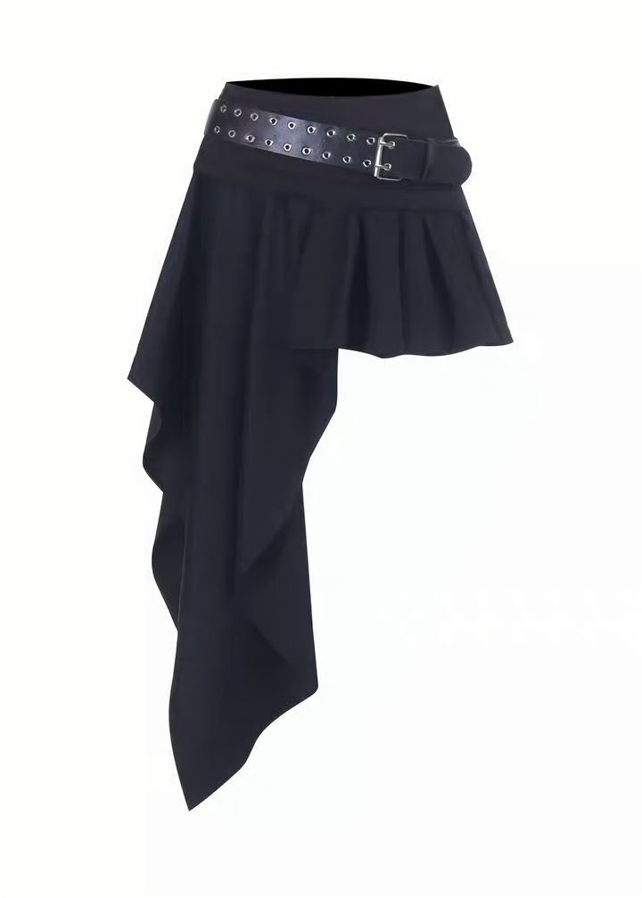 DARK ASYMMETRIC DRAPE MINI SKIRT / LG1677