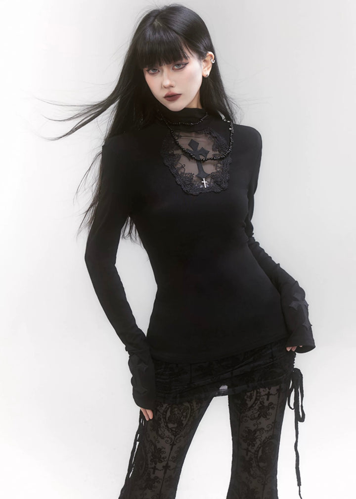 cross turtleneck slim fit &amp; cross gothic ballet skirt / LG1187