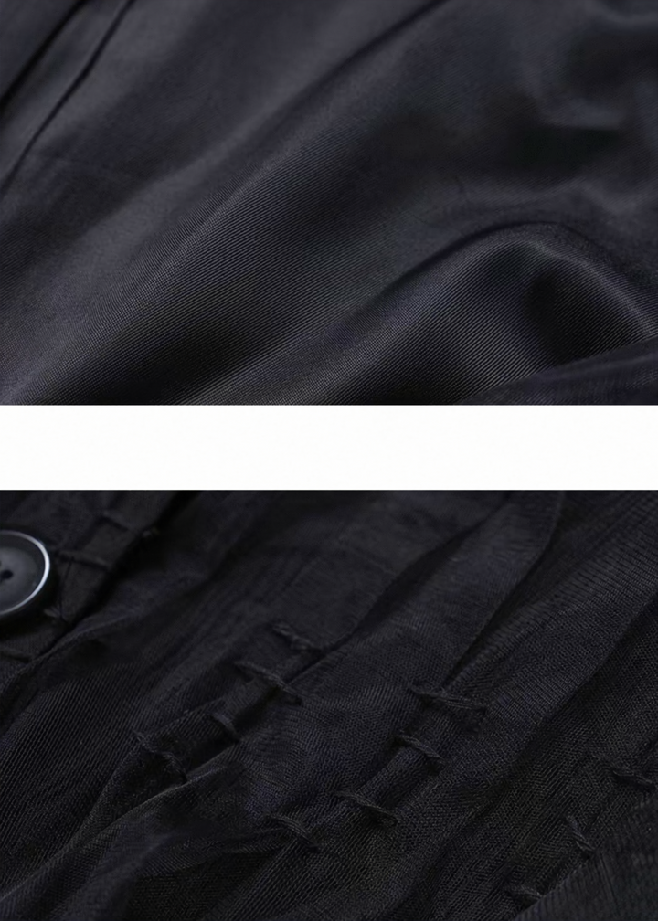 Sheer Pleats Layered Long Shirt / LG1517