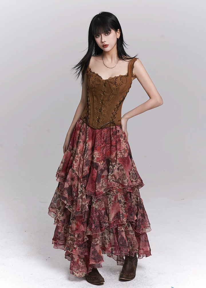 FISHBONE LACE-UP BRA VEST / LG1502