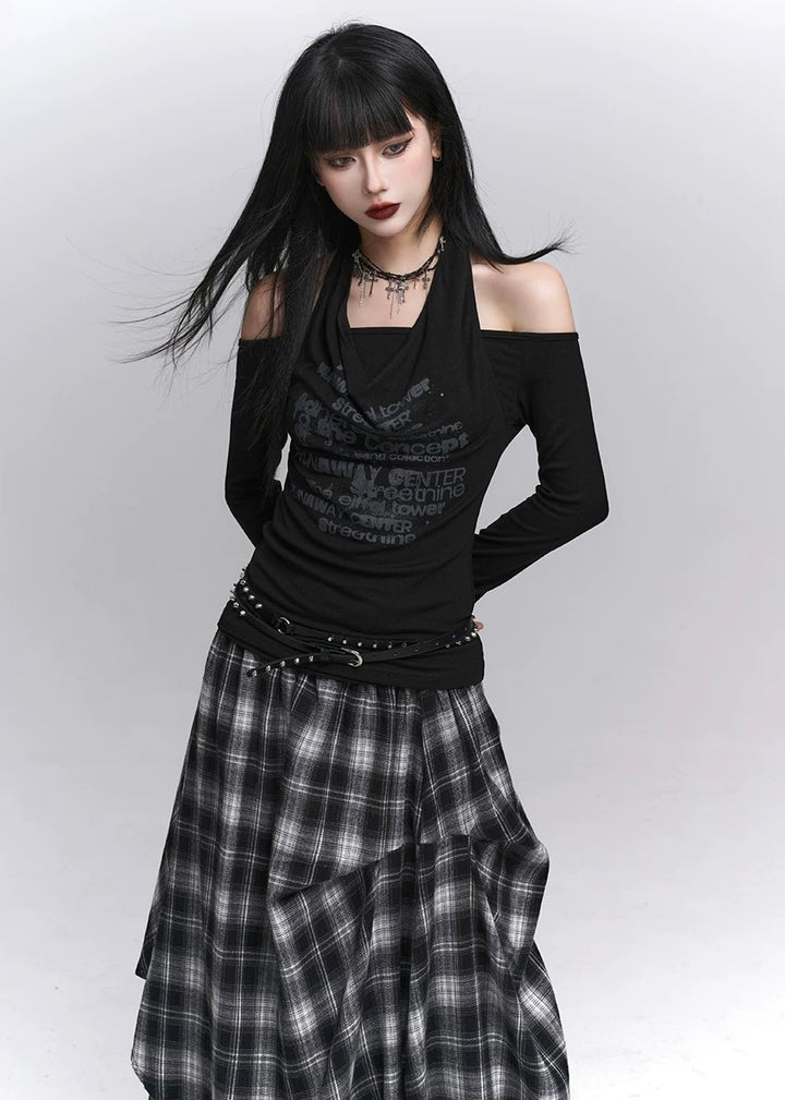 Drape Print Cutout Top / lg1372