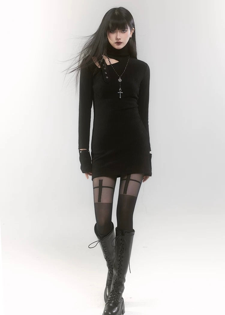 【당일 배송】shoulder belt knit mini dress / LG1193 