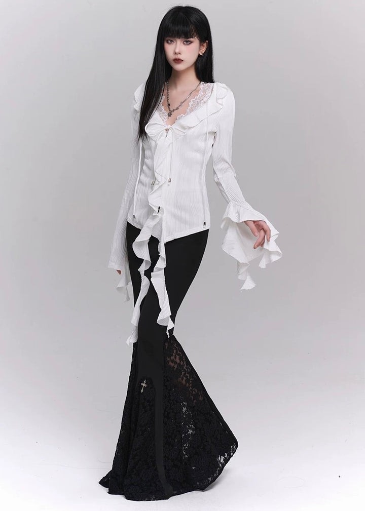 long sleeve ruffle shirt / LG1208_e4r