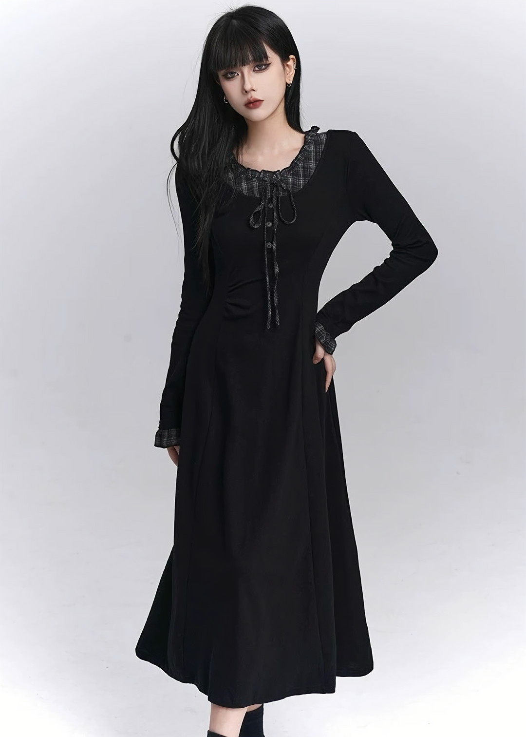 RUFFLED GOTHIC LONG DRESS / LG1433