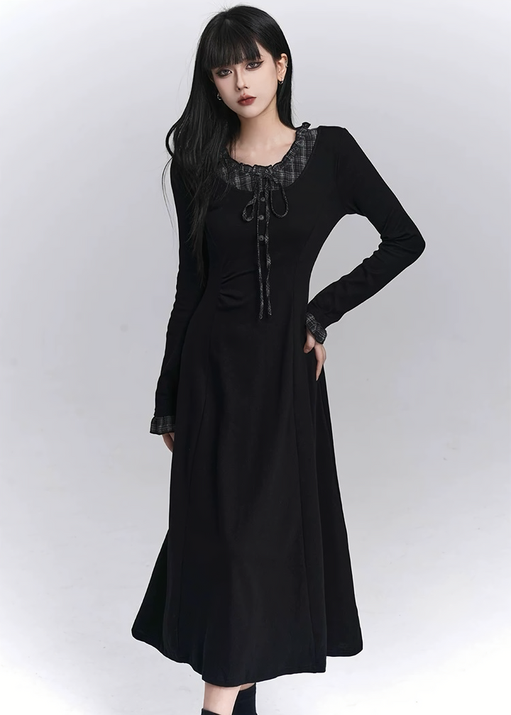 RUFFLED GOTHIC LONG DRESS / LG1433