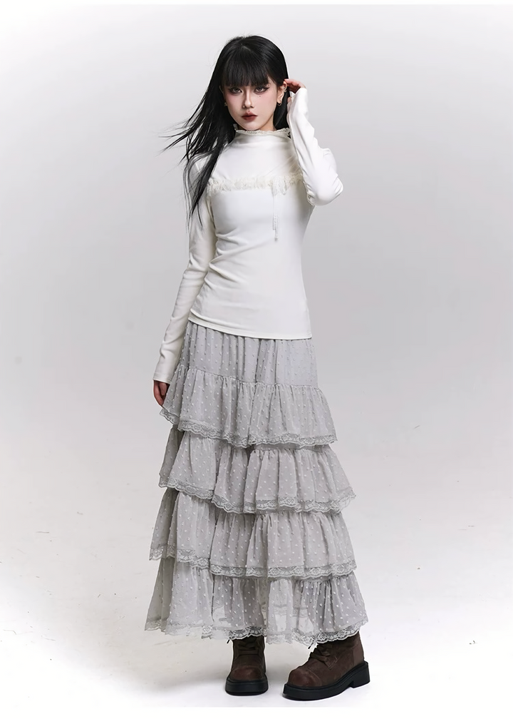 LACE RIBBON TIGHT TOP / LG1453