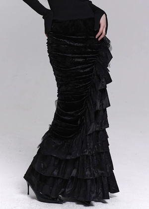 SHADOW DRAPE FISHTAIL SKIRT / LG1489