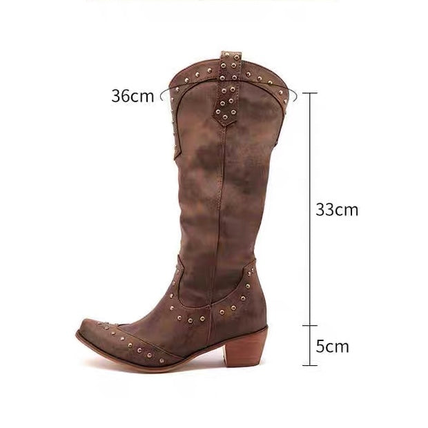 STUDS WESTERN LONG BOOTS / v1155