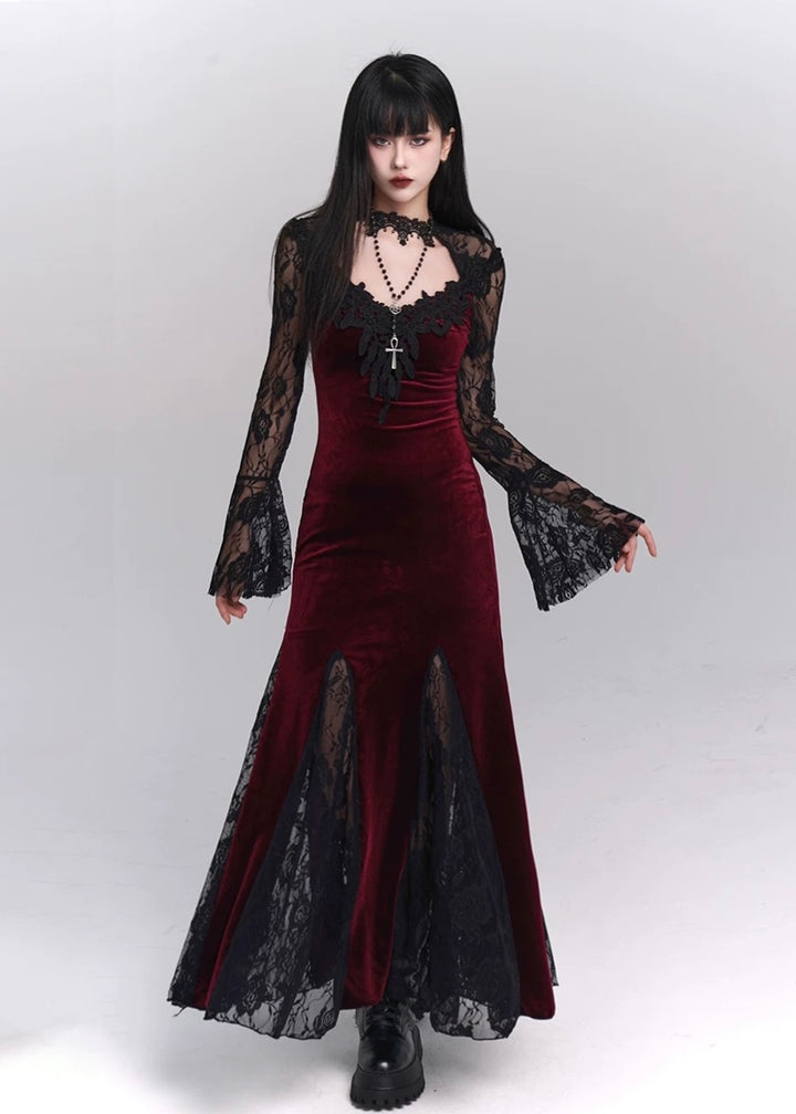 【당일 배송】black velvet long dress / LG1177 