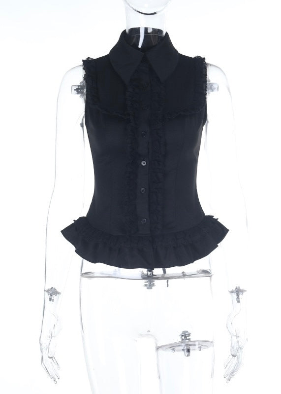 GOTHIC FRILL SLEEVELESS BLOUSE / LG1670