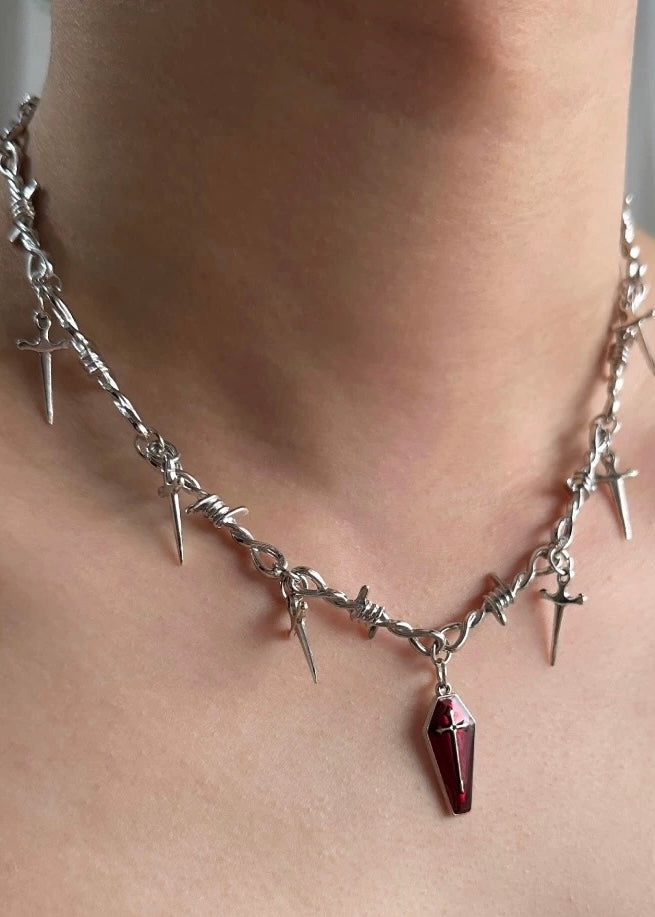 SPIKE & COFFIN PENDANT NECKLACE / A1139