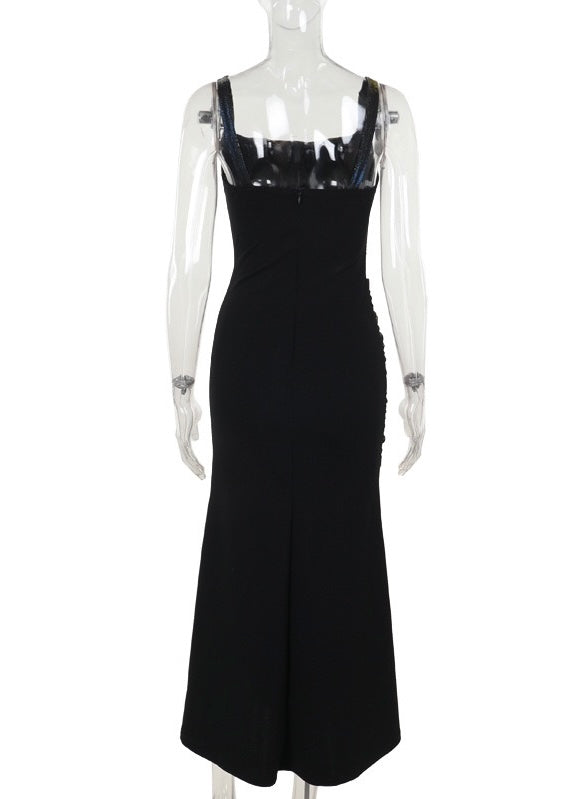 IRIDESCENT LACE-UP LONG DRESS SET / LG1705