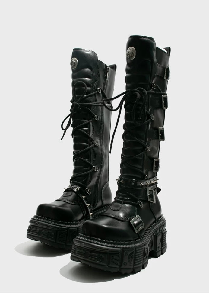 punk style high boots / v1103