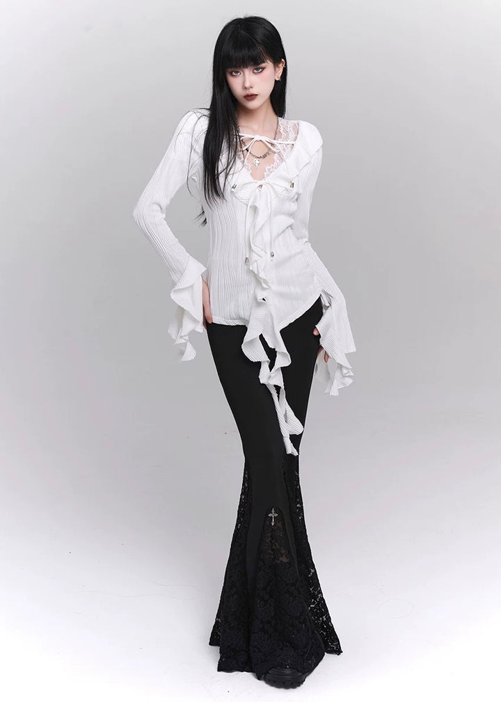 long sleeve ruffle shirt / LG1208_e4r