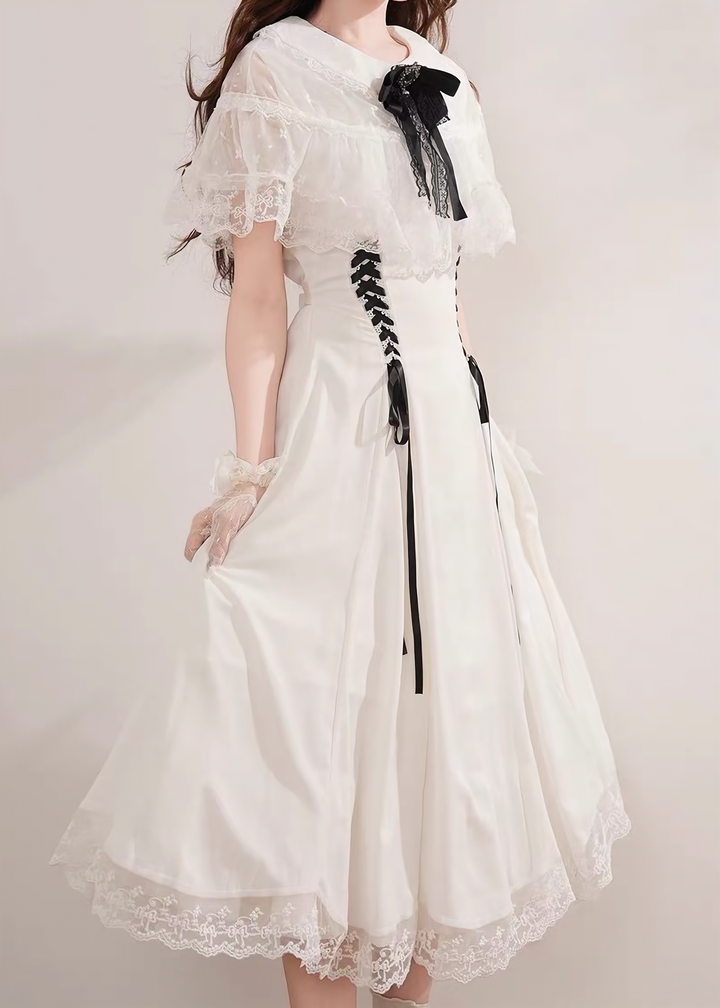 CLASSICAL LACE CAPE DRESS / LG1624