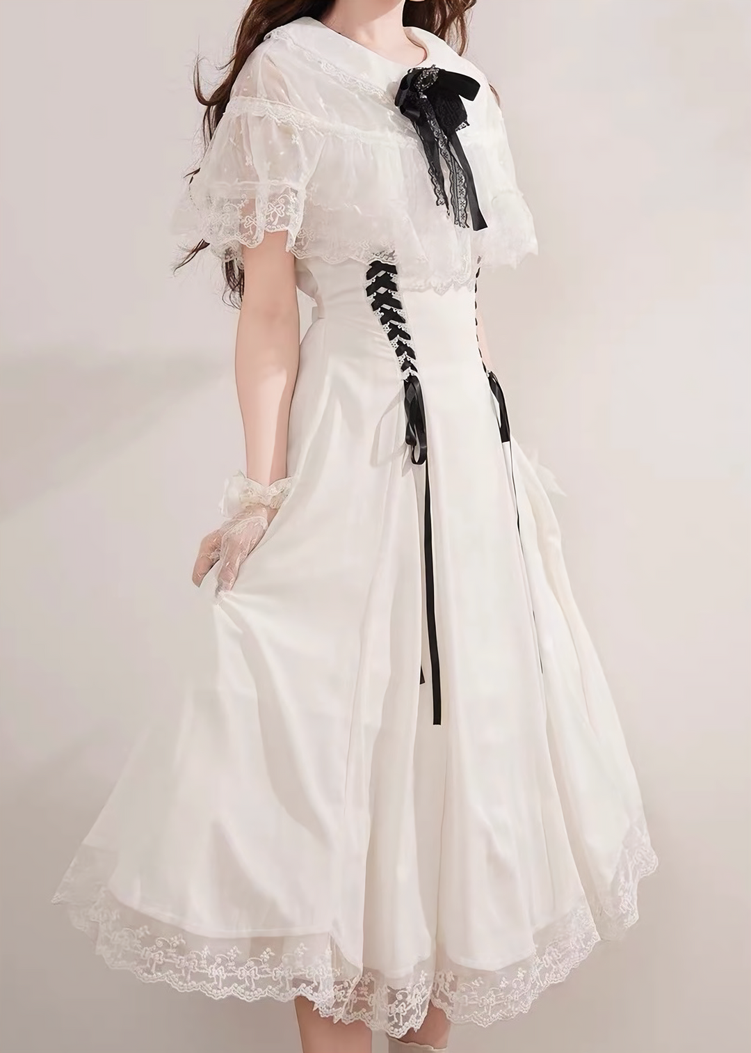 CLASSICAL LACE CAPE DRESS / LG1624
