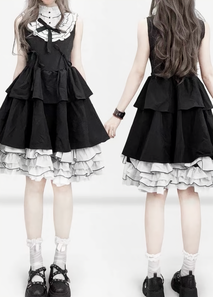 MONOTONE LAYERED FRILL DRESS /LG1621