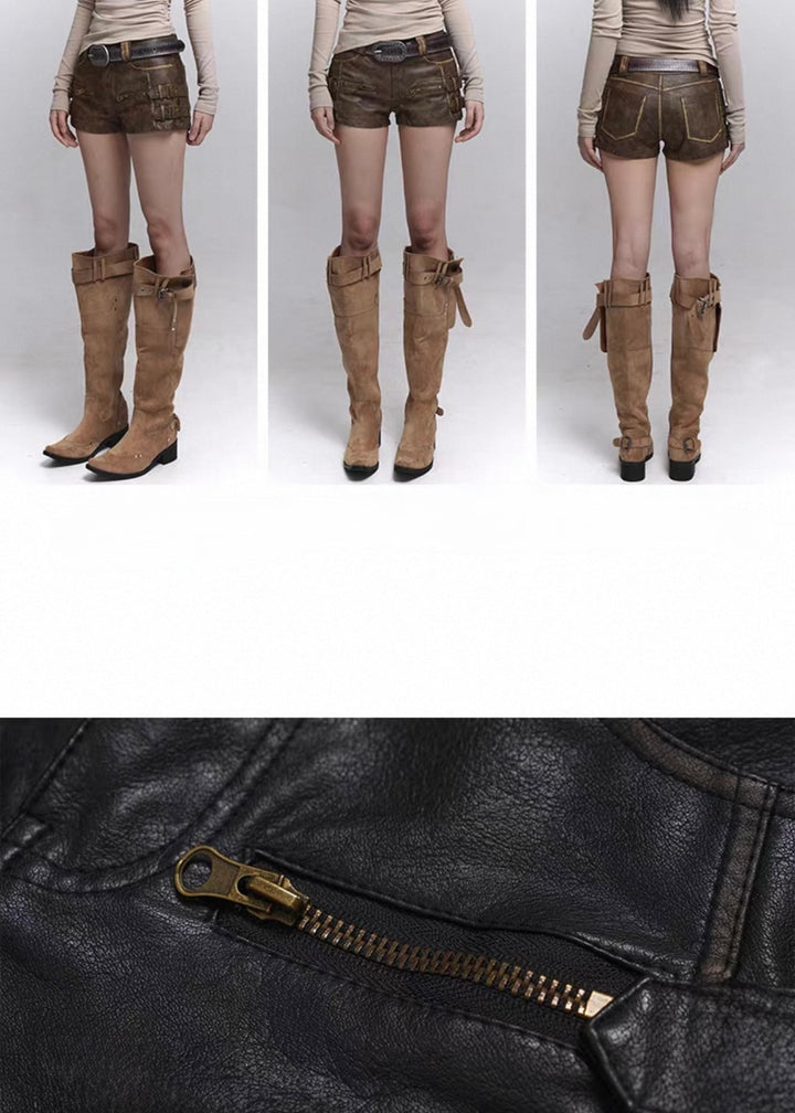 Dark Rebel Buckle Shorts / lg1343