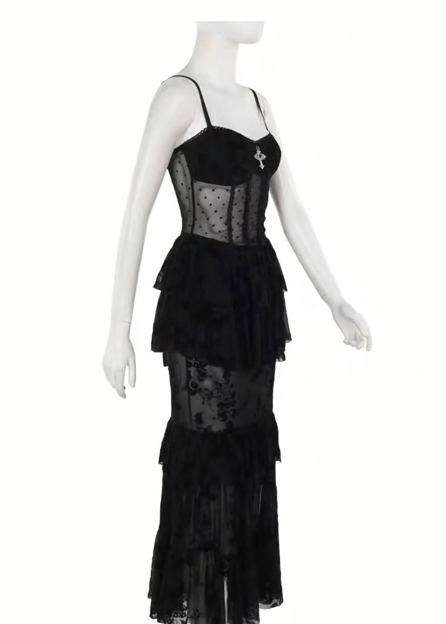 Nocturne Frill Dress & Shadow Sheer Cardigan / LG1408