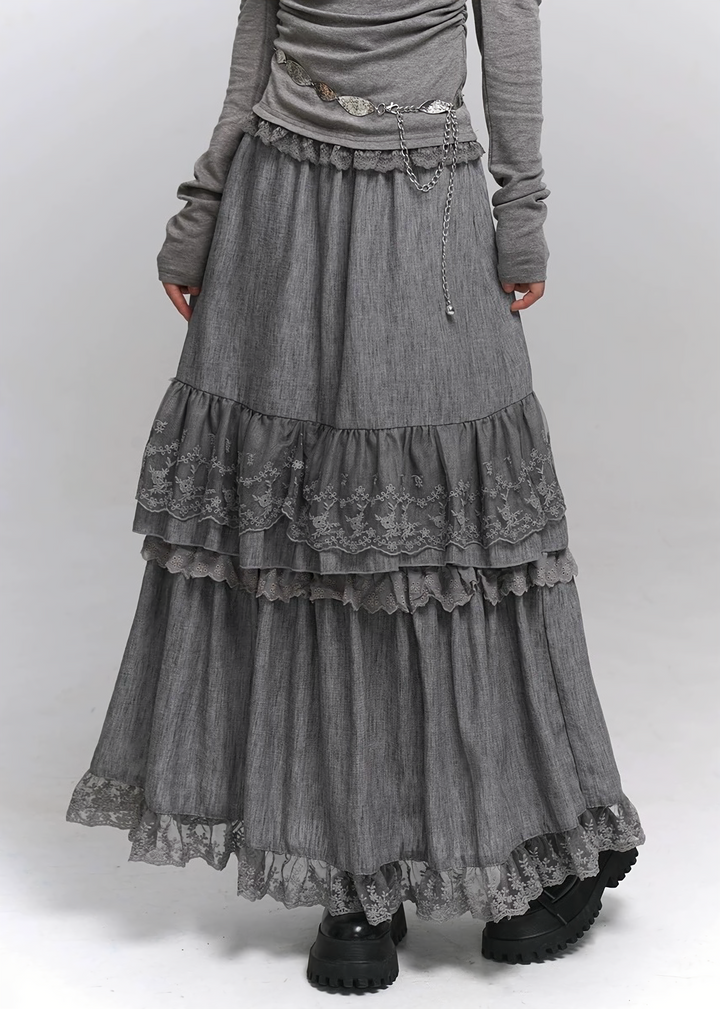 Layered Lace Maxi Skirt / lg1330