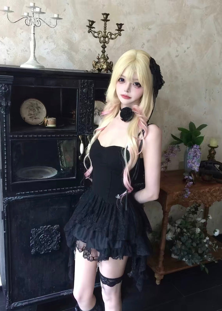GOTHIC LACE RIBBON BUSTIER TOP / LG1677