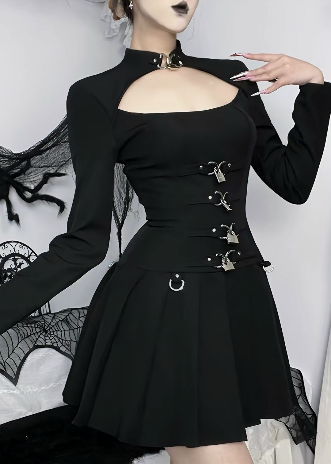 GOTHIC PADLOCK CUTOUT MINI DRESS / LG1733