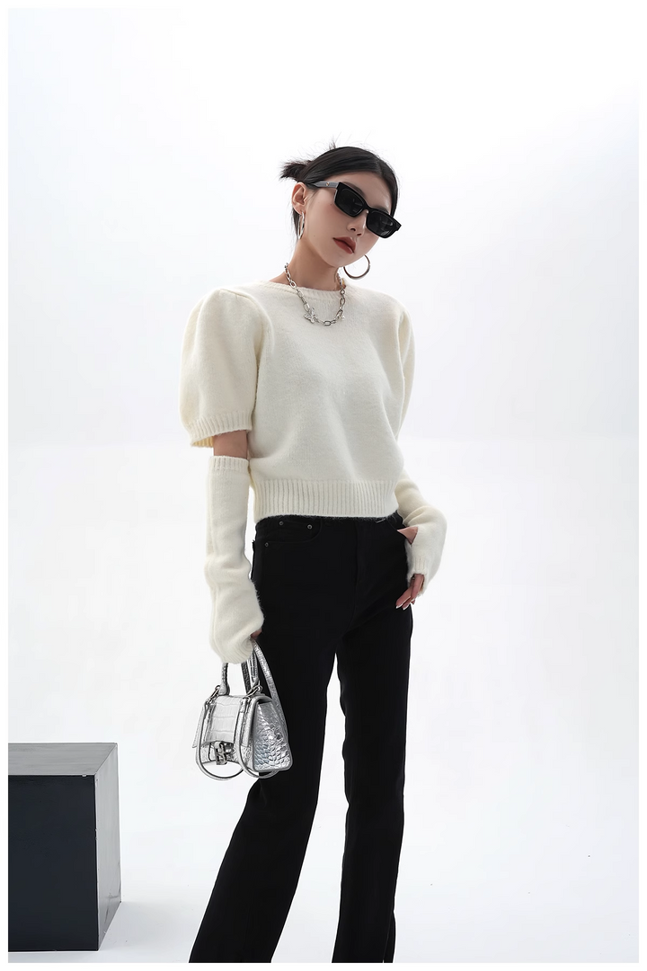 puff sleeve short sweater/sr1105