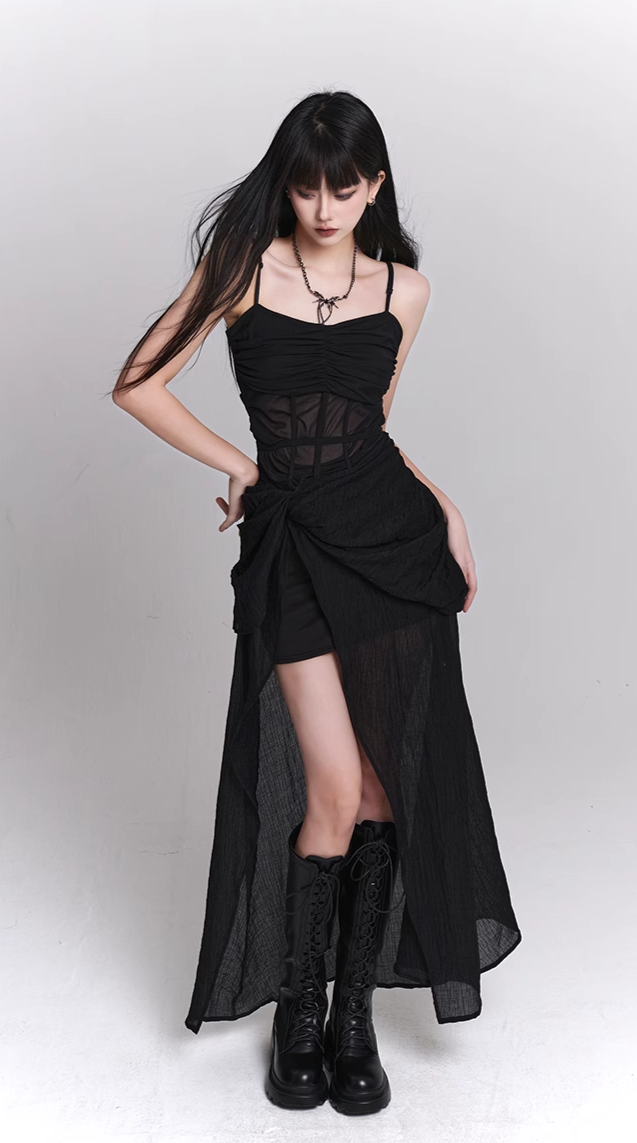 black gothic one piece dress / LG1101_e4r