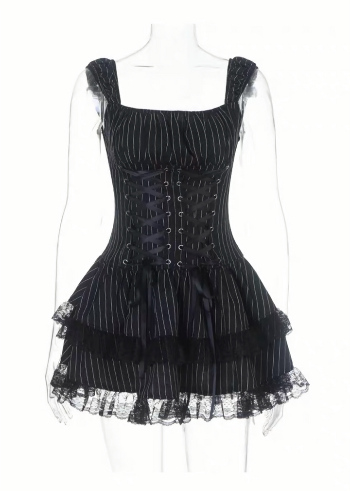 PINSTRIPE CORSET MINI DRESS / LG1575