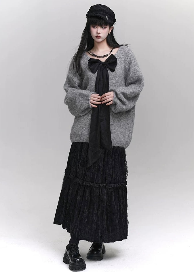 2 way ribbon oversize pullover / LG1182