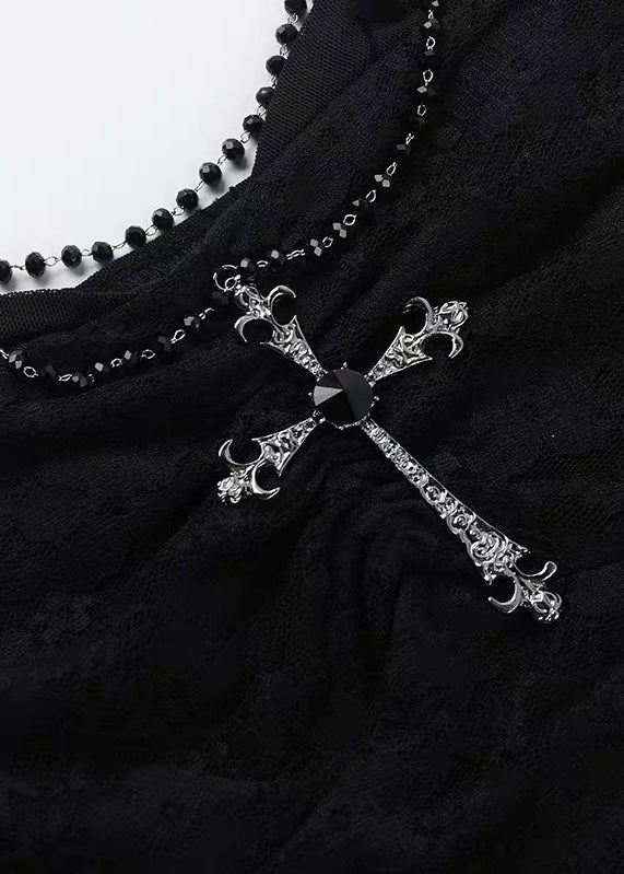 BLACK LACE CROSS CAMISOLE / LG1579