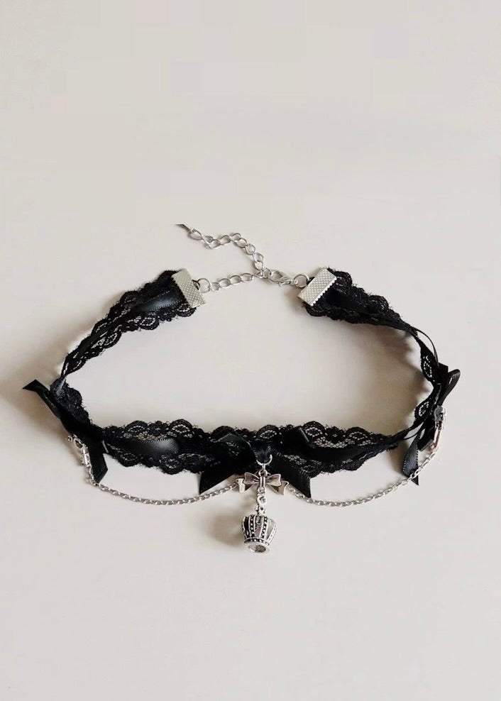 NOIR LACE CROSS GARTER&CHOKER / A1132_e4r