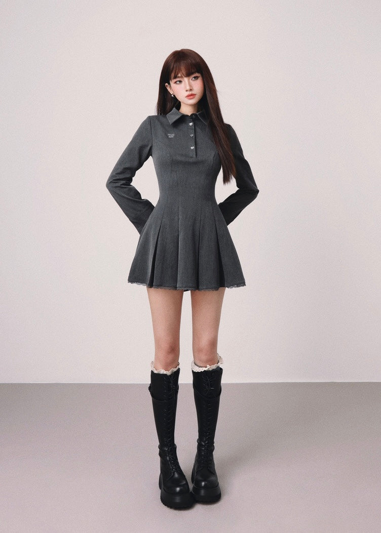 polo pleated mini dress / mu1121