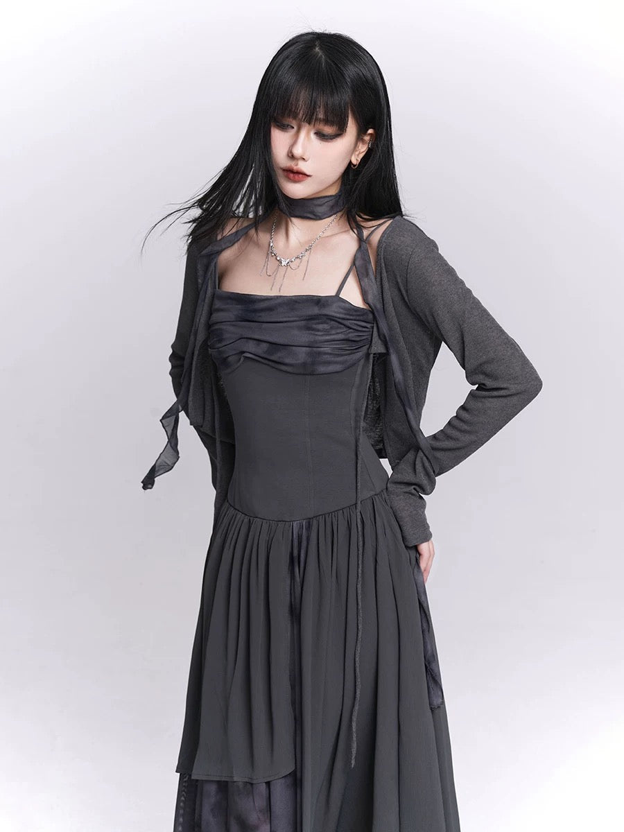 IRREGULAR LAYERED CHIFFON DRESS / LG1529