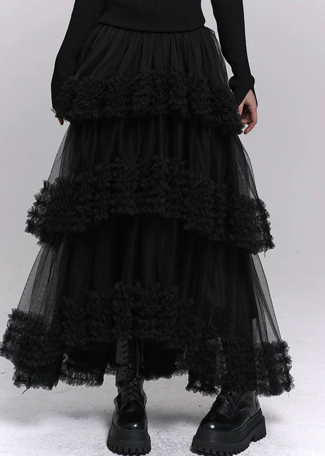 SHADOW TIERED MESH SKIRT / LG1488