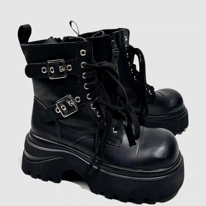 DARK Double Buckle Platform Boots / V1182