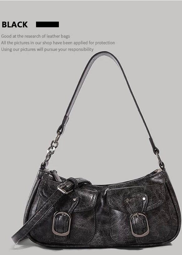 DOUBLE BUCKLE VINTAGE SHOULDER BAG / B1117