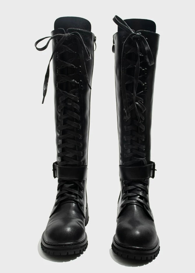 lace up long boots / v1121