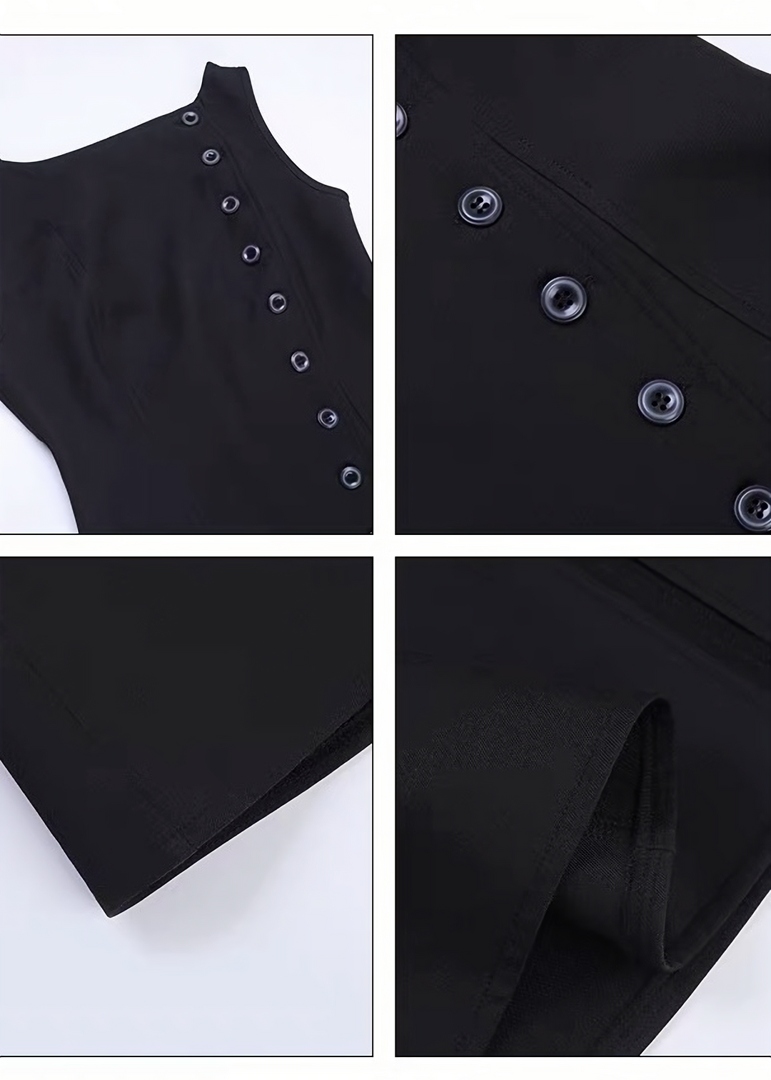 DARK BUTTON SLIT SLEEVELESS LONG ONE-PIECE / LG1696