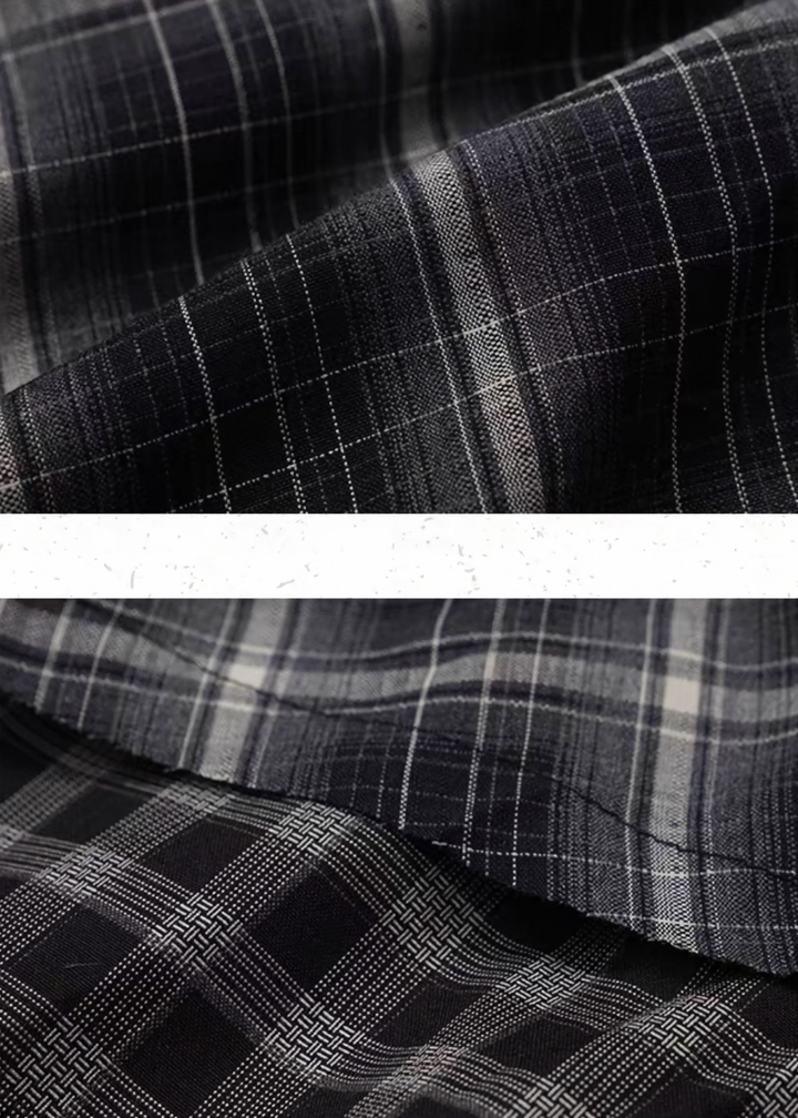 ASYMMETRIC CHECK DRAPE SKIRT / LG1424