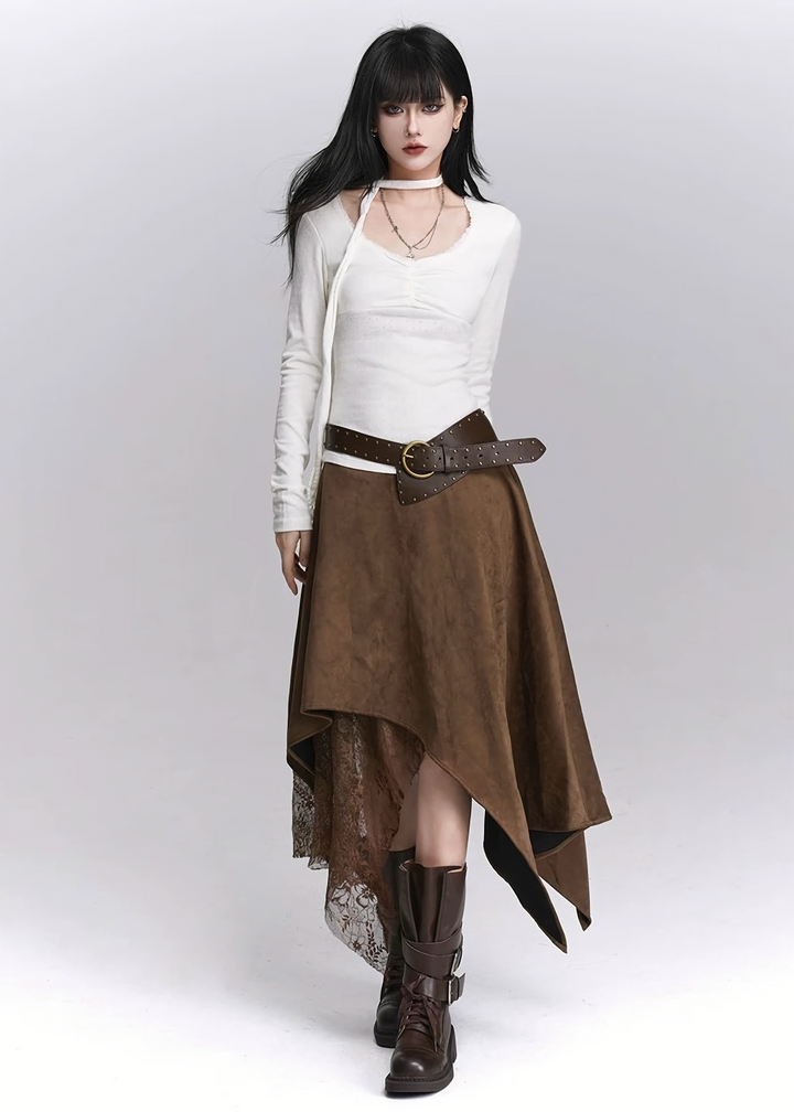 BOHEMIAN LACE ASYMMETRY SKIRT/LG1417