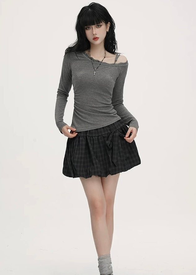 Asymmetry Off Shoulder Logo Top / LG1385